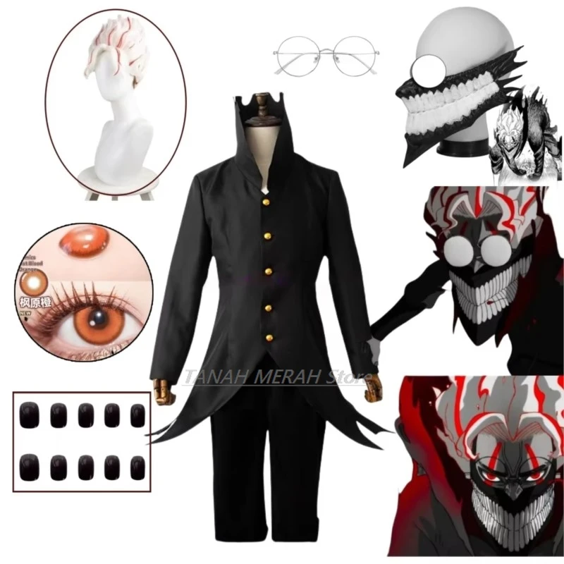 Dandadan Okarun Ken Takakura Cosplay Costume Wig Mask Turbo Granny Power Black Collar Uniform Curly Short Halloween Customized