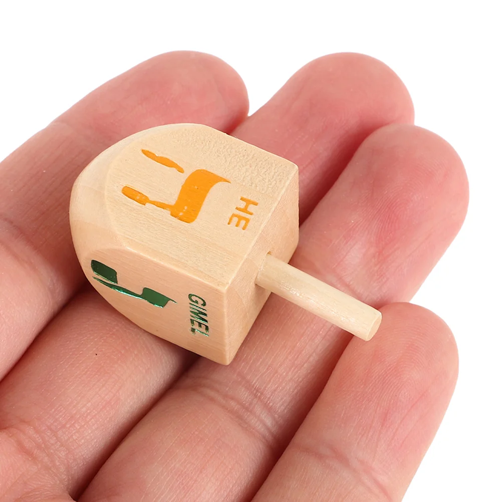 Dreidel Game Wooden Spinning Top Toy Hanukkah Crafts for Kids Handle Tops Toys Hanging Swirl Child