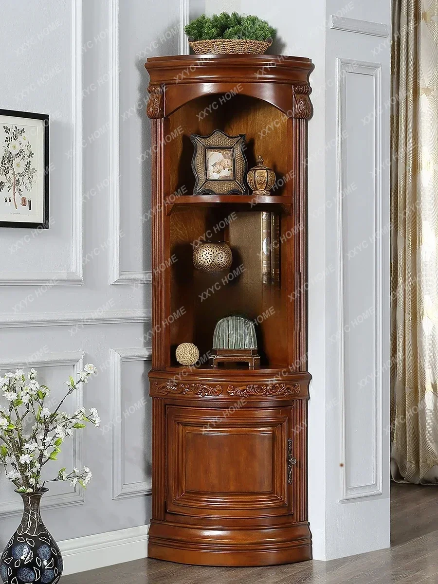 A  American Corner Living Room Solid Wood Triangle Wine Cabinet Storage Cabinet