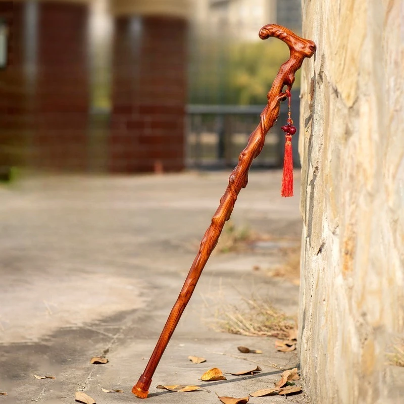 

92cm Sturdy Durable Root Carving Wood Single Joint Walking Stick Decorative Cospaly Party Walking Cane Halloween Mace Crutches