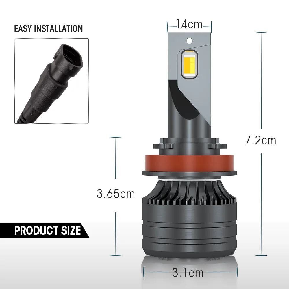 H7 lampu kabut LED Canbus H4 lensa proyektor Turbo Bi 6000K, lampu kabut untuk bohlam mobil H11 HB3 9005 HB4 9006 bohlam lampu depan otomatis