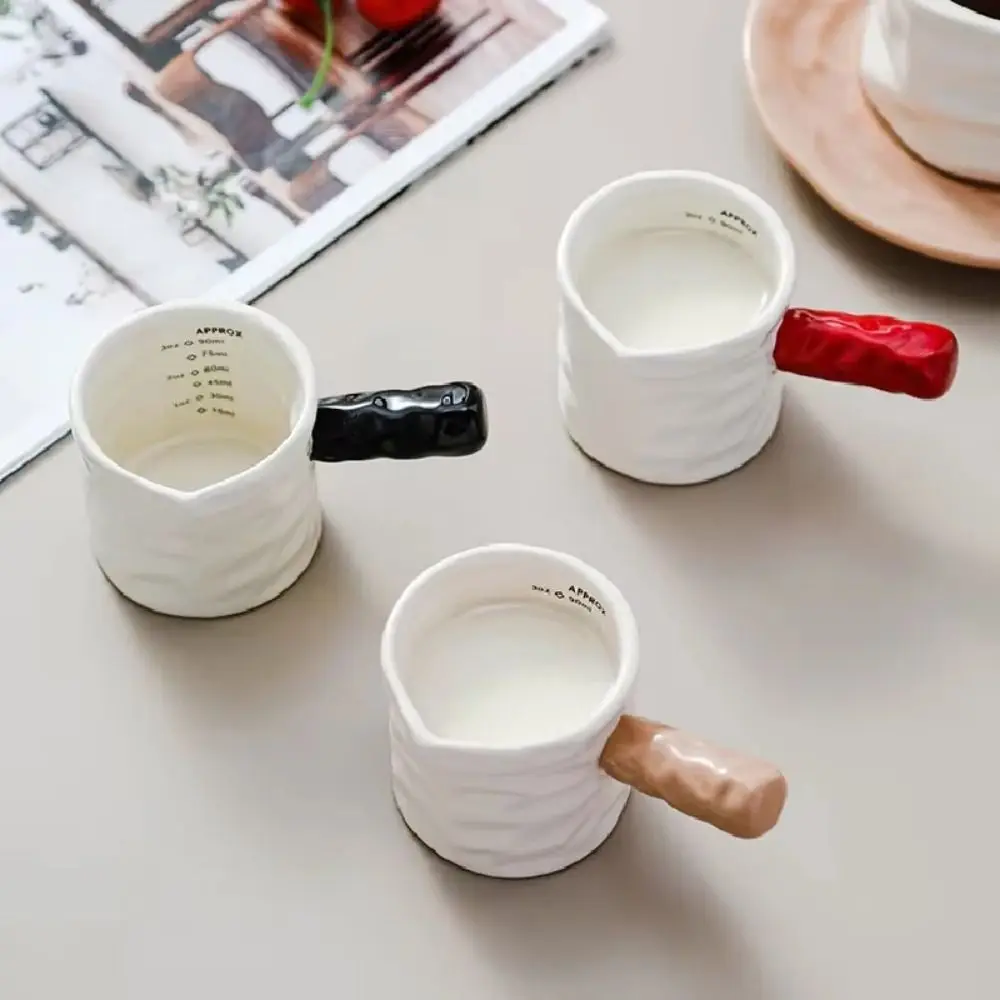 

With Scale Ceramic Milk Jug with Handle Heat-resistant Small Milk Jar Thick Easy To Clean Coffee Extraction Cup Birthday Gift