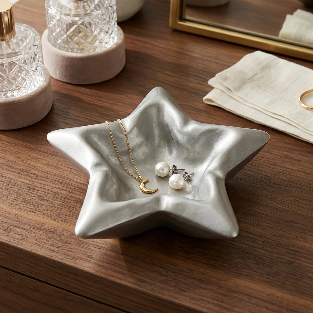 3D Printed Gloss Star Desktop Storage Tray, INS Girly Tabletop Organizer For Jewelry Keys Bedroom Table Decor Present