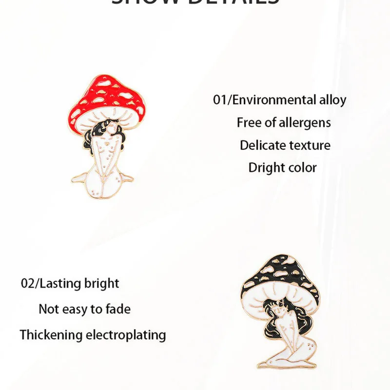 Pines Lapel Badges Cartoon Nature Art Jewelry Gift for Friends Mushroom Lady Enamel  Brooch Custom Girls and Plant