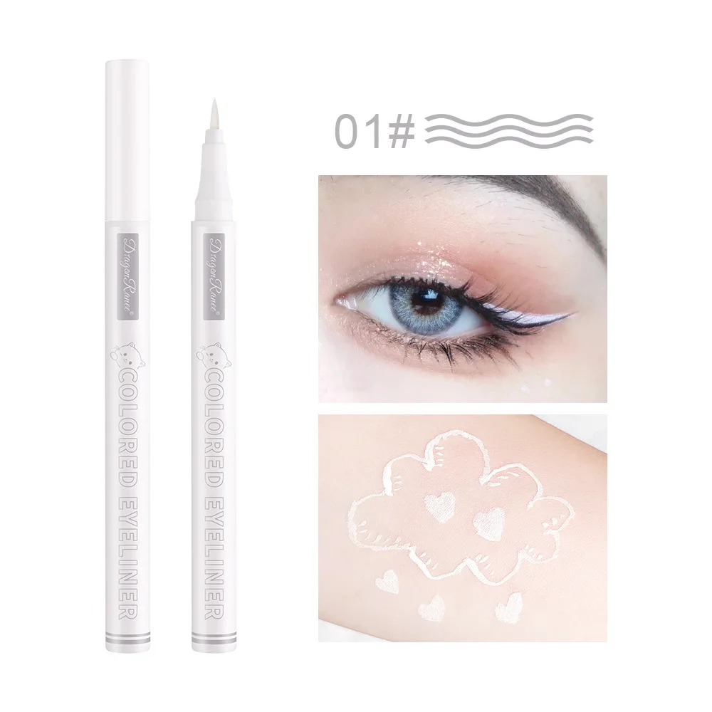 قلم تحديد عيون سائل نحيف وطويل الأمد بـ 10 ألوان من Dragon Ranee، سائل كحل أبيض ناعم للغاية وخالي من اللطخ