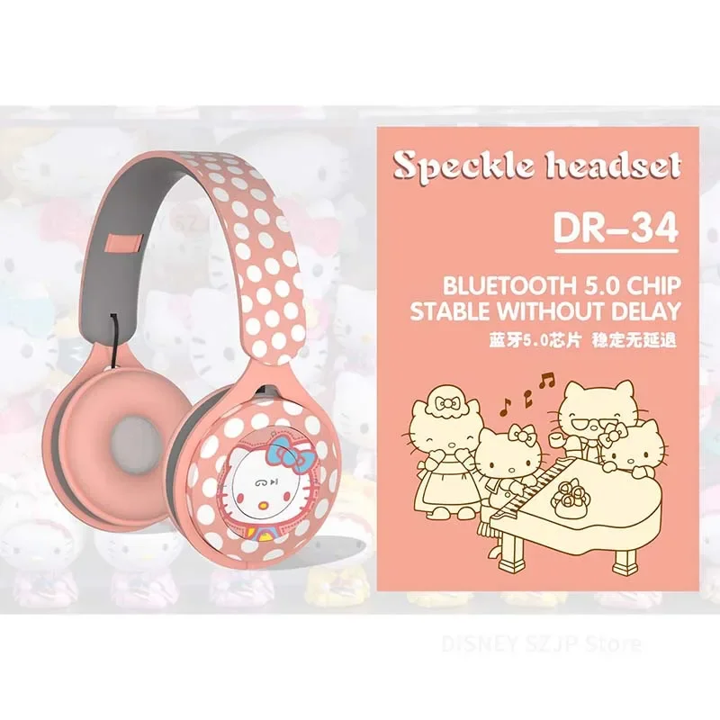 Sanrio Y08 Hello Kitty Kuromi Headphones Wireless Bluetooth Foldable Headsets HIFI Sound Laptop Earphones for Kids Anime Cartoon