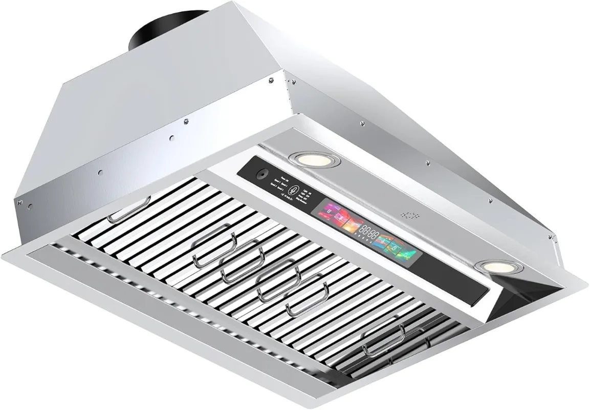 

30 Inch Insert Range Hood with Voice/Gesture/Touch Control, 900 CFM Built-in Kitchen Hood Vent with 4 Speed Exhaust Fan, Memory