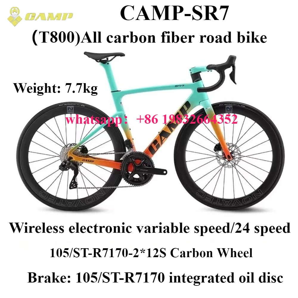 

CAMP 2025 new SR7 carbon fiber road bike bicycle 105 ST/R7170-2*12S wireless electronic variable speed hydraulic disc brake