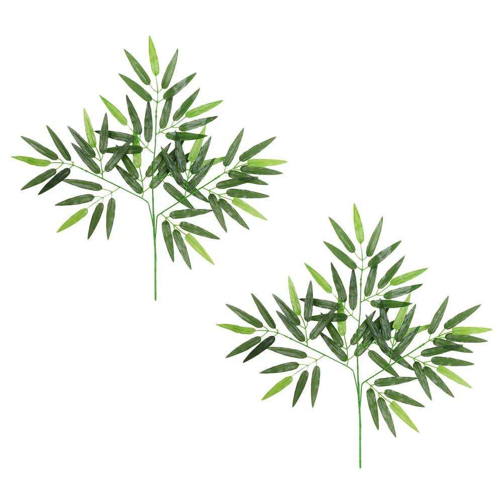 

2 Pcs Artificial Bamboo Leaves Simulation Decor Garden Decoration Plastic Ornament Prop