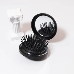 1/2Pc Folding Travel Mirror Hair Brushes Round Folding Pocket Hair Brush Mini Hair Comb,Special for real hair wigs