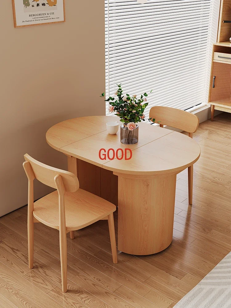 

Овальный выдвижной обеденный стол из массива дерева, круглый стол, бытовая маленькая квартира