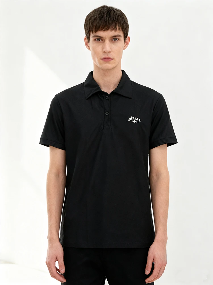 

Весенне-осенняя уличная мужская рубашка-поло в стиле Харадзюку с винтажным узором и вышивкой в готическом стиле, модный топ с короткими рукавами Y2K