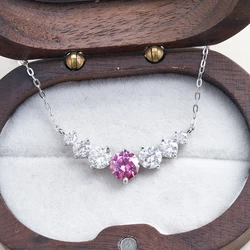 JoyceJelly 5 Moissanite stones Necklace For Women Wedding Jewely with GRA Certified 925 Sterling Sliver Plated 18k White Gold
