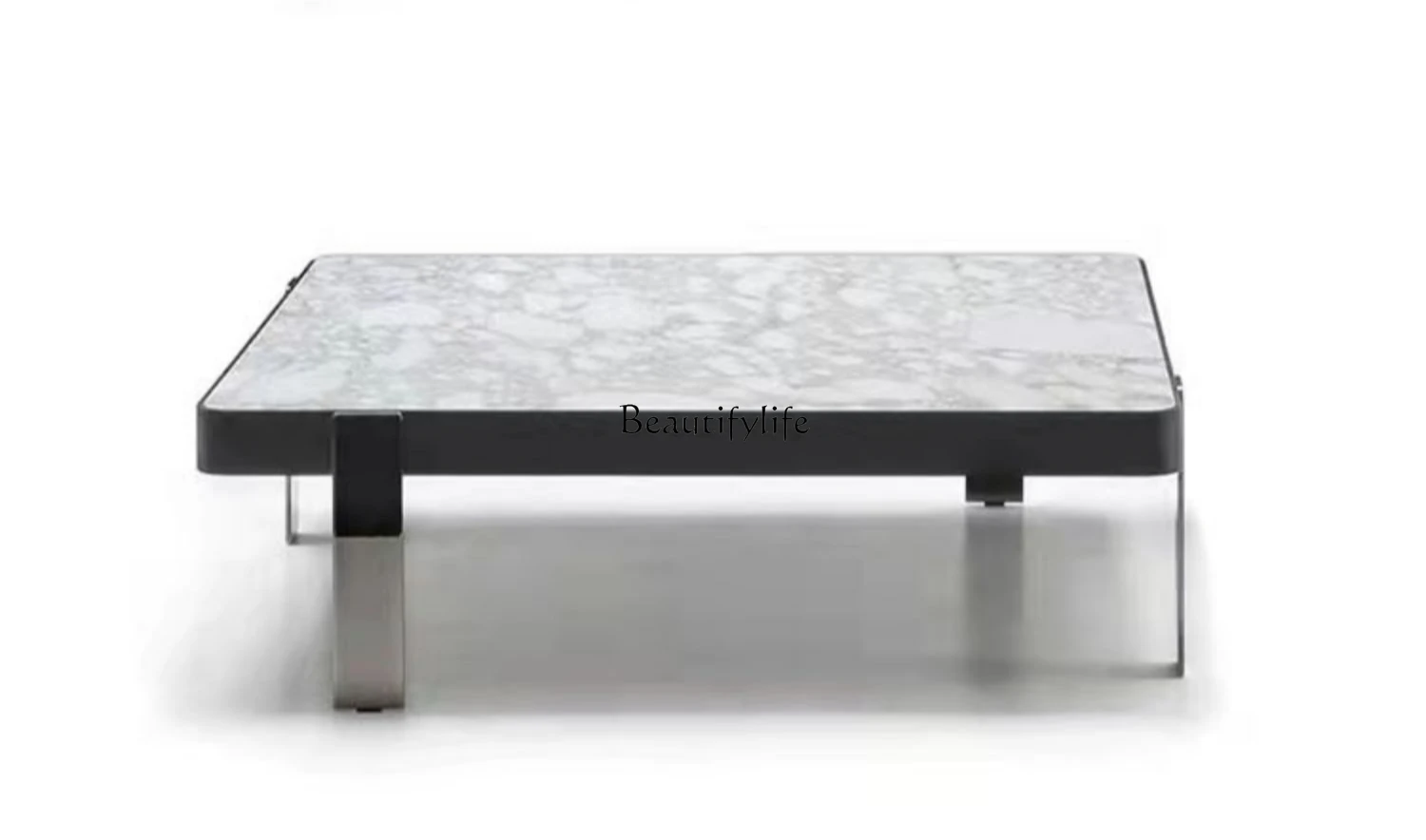 Italian marble coffee table square tempered exquisite glass stool stainless steel tea table