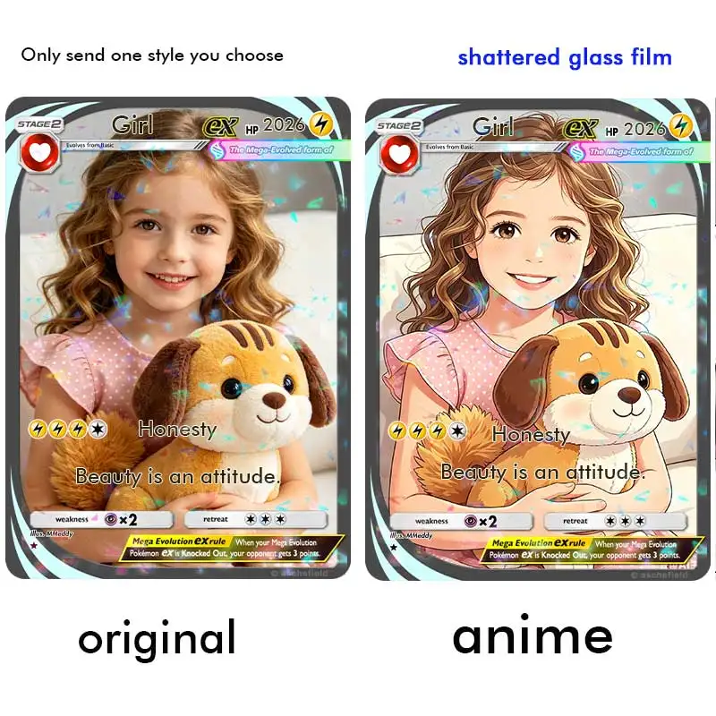 Pokemon Cards Custom Card Style Anime Photo Portrait Trading Card Gift for Pet Lovers Cards Gifts for Valentine Wedding Her For view 6