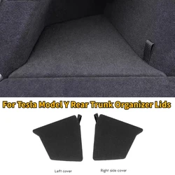 For Tesla Model Y Rear Trunk Organizer Lids Side Storage Box Lids Only Flocked Cover Plate Garbage Bins Car Interior Accessories