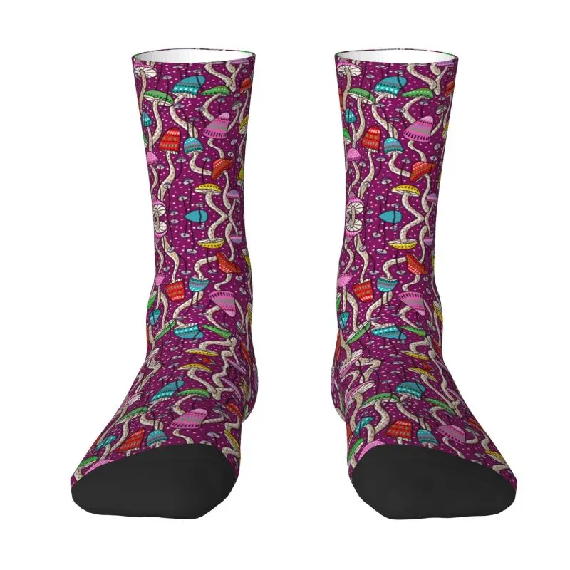 Cool Printing Psychedelic Magic Mushrooms Socks for Men Women Stretchy Summer Autumn Winter Crew Socks