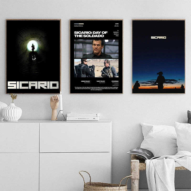 Crime Thriller Plot Movie S-Sicario Poster Classic History Modern Prints Painting Canvas Wall Art Picture Home Living Room Decor