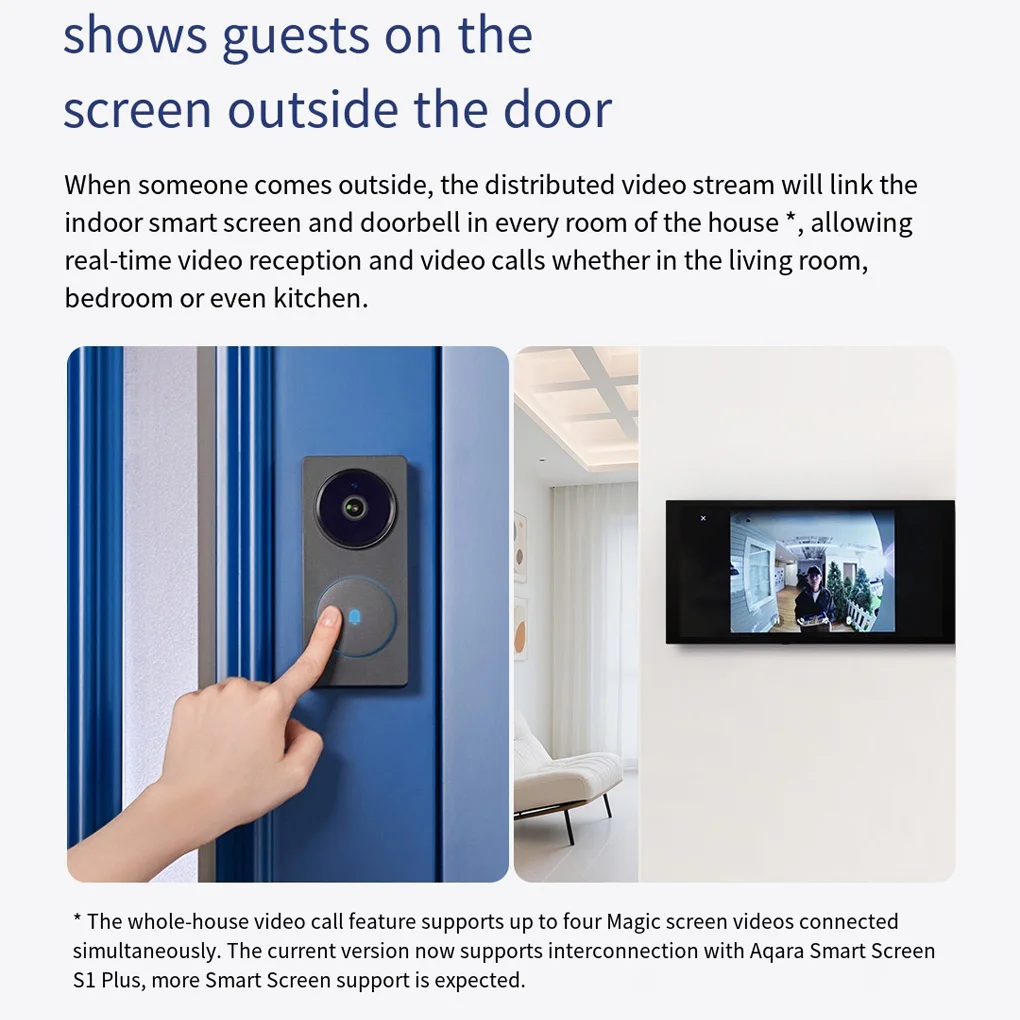 جرس باب ذكي مع رادار موجة ملليمتر للكشف الدقيق والتخزين الآمن للمنزل الذكي باللون الرمادي والأسود