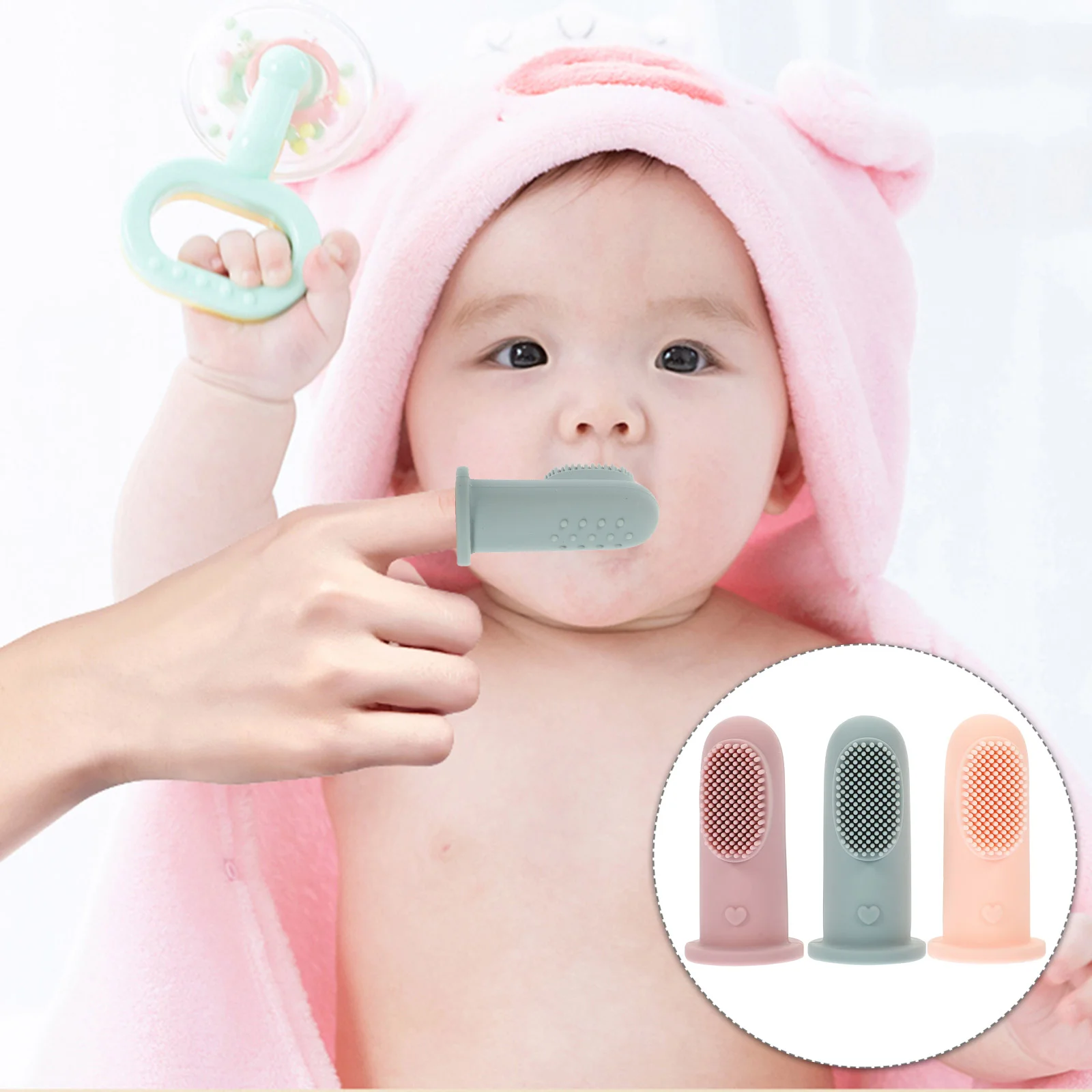 

3 Pcs Toothbrush for Baby Silicone Finger Dot Oral Care Children Infant Teeth Clean Kids