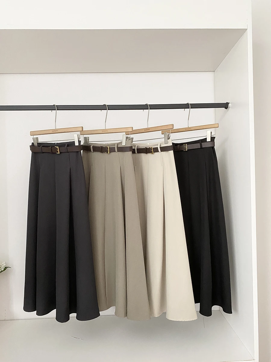 

Spring 2026 High Waist Suit Style Half Skirt Women's Casual High Waist Waist Cinching Midi Skirt Korean Elegance Commute