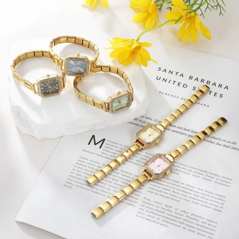 موصل ساعة الموضة الفولاذ المقاوم للصدأ صالح 9 مللي متر وصلات سحرية إيطالية المرأة ساعة مربعة رأس رابط سوار لتقوم بها بنفسك مجوهرات هدية #4