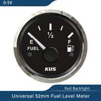 KUS 52mm Car Boat Universal 0-5V Fuel Level Gauge Meter Waterproof with Red and Yellow Backlight for Motorcycle Yacht