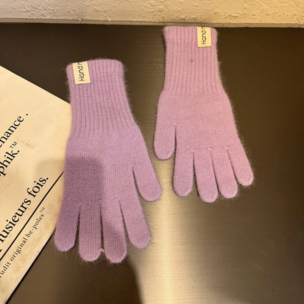 Full Finger Women Winter Warm Gloves Candy Colors Protection From Cold Touch Screen Knitted Gloves Windproof Elasticity