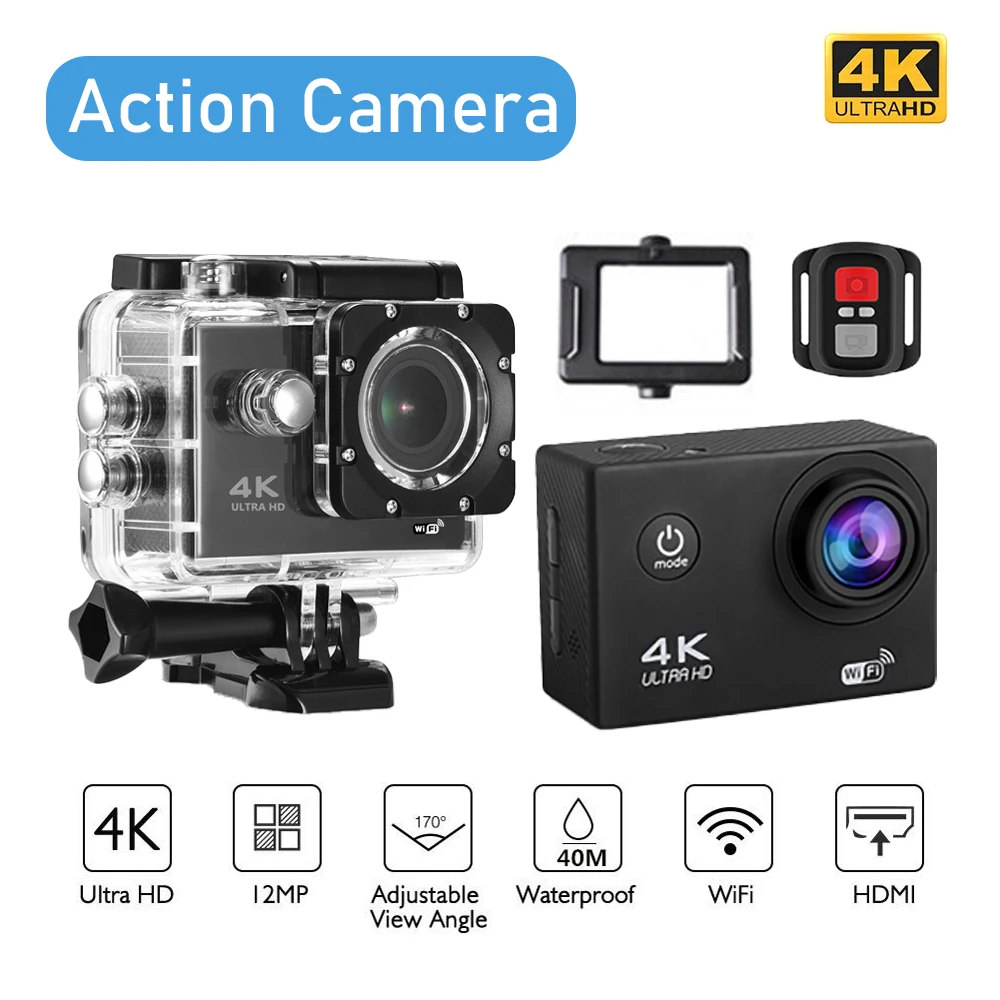 액션 카메라 4K/30fps WiFi 2.0인치 카메라 170D 방수 스포츠 헬멧 비디오 카메라 원격 제어 야외 미니 카메라 