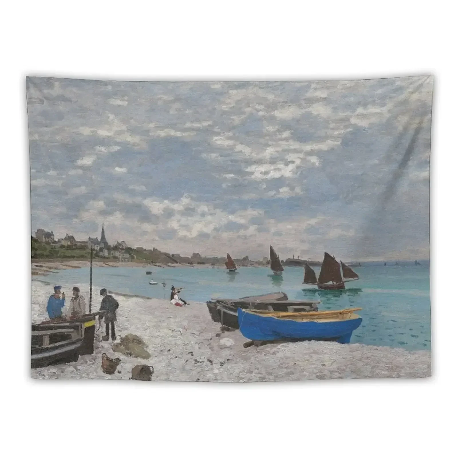 The Beach at Sainte-Adresse (1867) Monet Tapestry Room Decor Cute Things To The Room Decoration For Rooms Tapestry