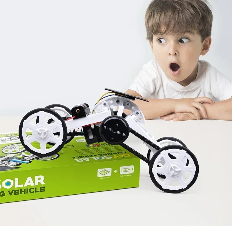 Diy carro solar 4wd crianças brinquedos veículo de escalada blocos de engenharia educacional carro kit ciência máquina construção meninos aprendizagem presente