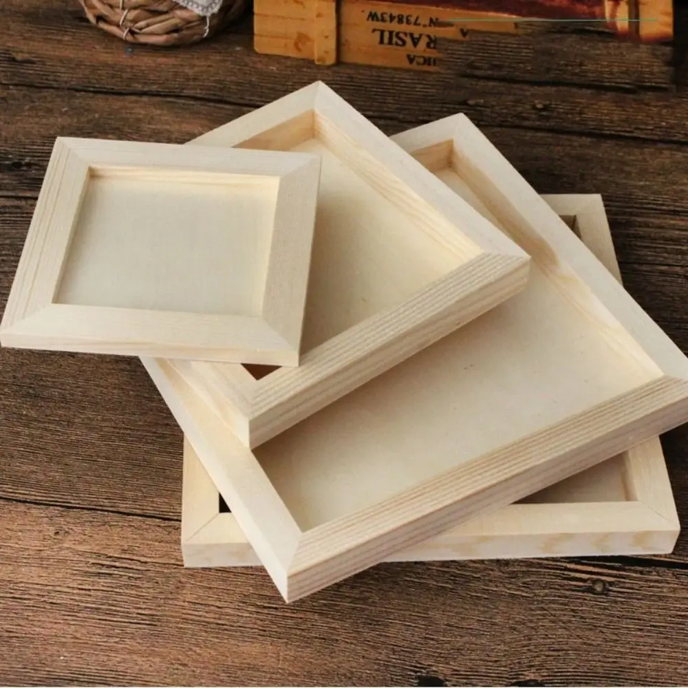 1 Pc INS DIY Blank Clay Frames Multi Size Art Puzzle Holder Wooden Photo Holders Children Painting Drawing DIY Handcraft