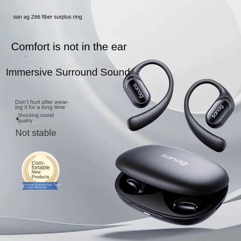 Sanag Z66 Open Ear Earphones Air Conduction Headphone Wireless Bluetooth 5.3 TWS Headset Gamer Sports Ear Hooks Gaming Earbuds