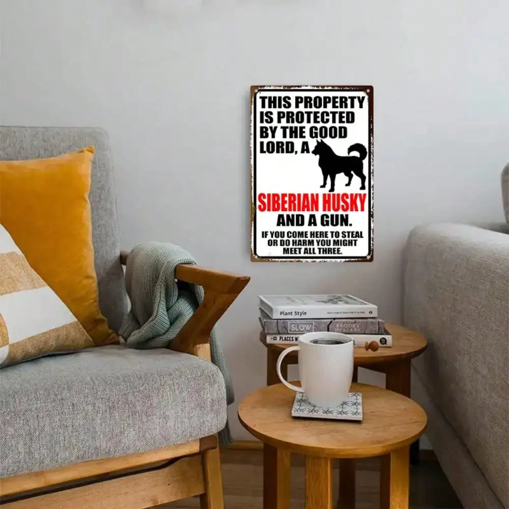 

1PC Tin Sign Siberian Husky - Guard Dog Art/Warning Quote for Home/Farm/Outdoor Security, 8x12 Inches/20x30 Cm