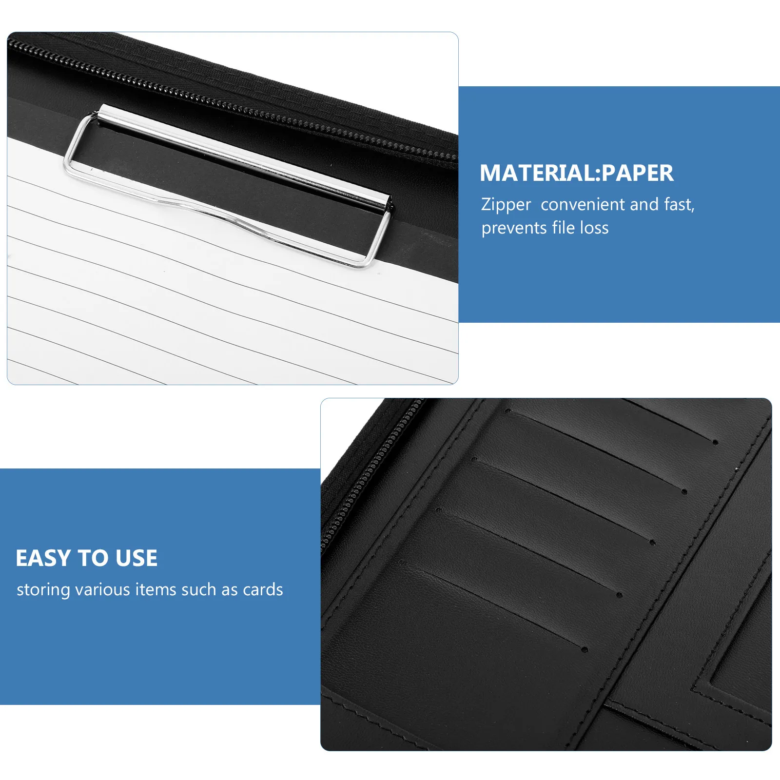 1Set A4 Zipper Portfolio Document Organizer Multifunctional Business Folder Work Folder Organizer Portfolio Binder with