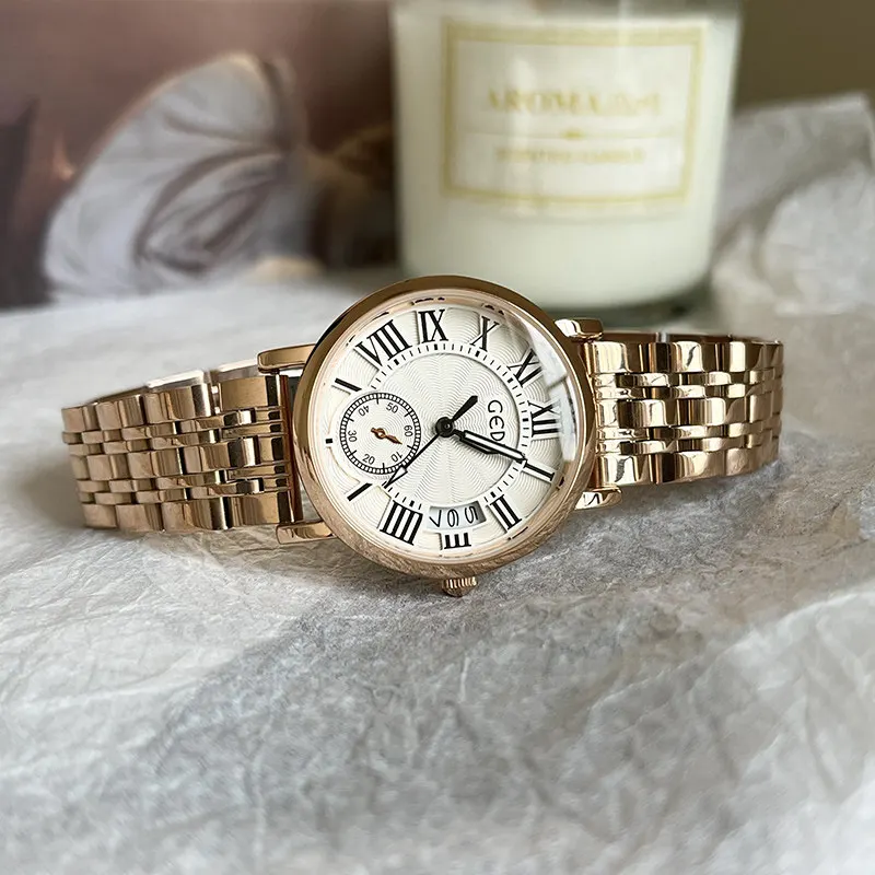 

Новые роскошные женские часы-календарь с круглым циферблатом, элитный винтажный и модный, универсальный дизайн. Креативный подарок для женщин.