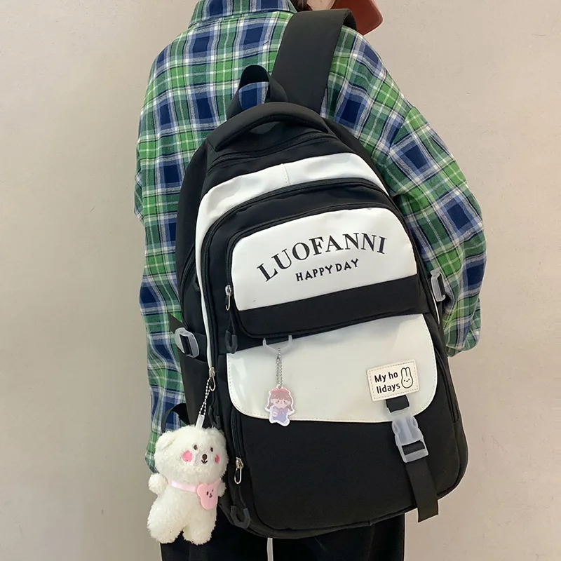 Mochila escolar Kawaii de alta capacidad para mujer, morral escolar Harajuku, resistente al agua, para ordenador portátil