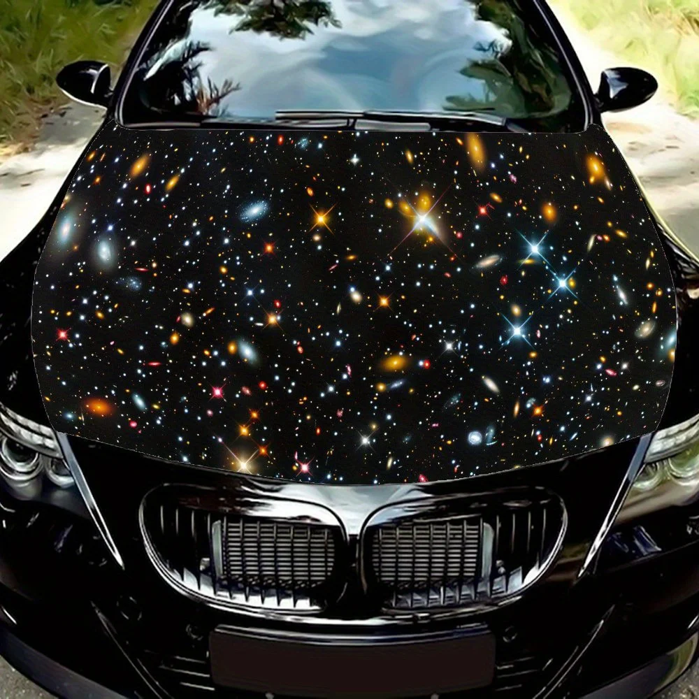 

Mysterious Glorious Galaxy Exploration Car Hood Vinyl Wraps Sticker, Car Engine Decal, Waterproof Self-adhesive Car Packaging Co