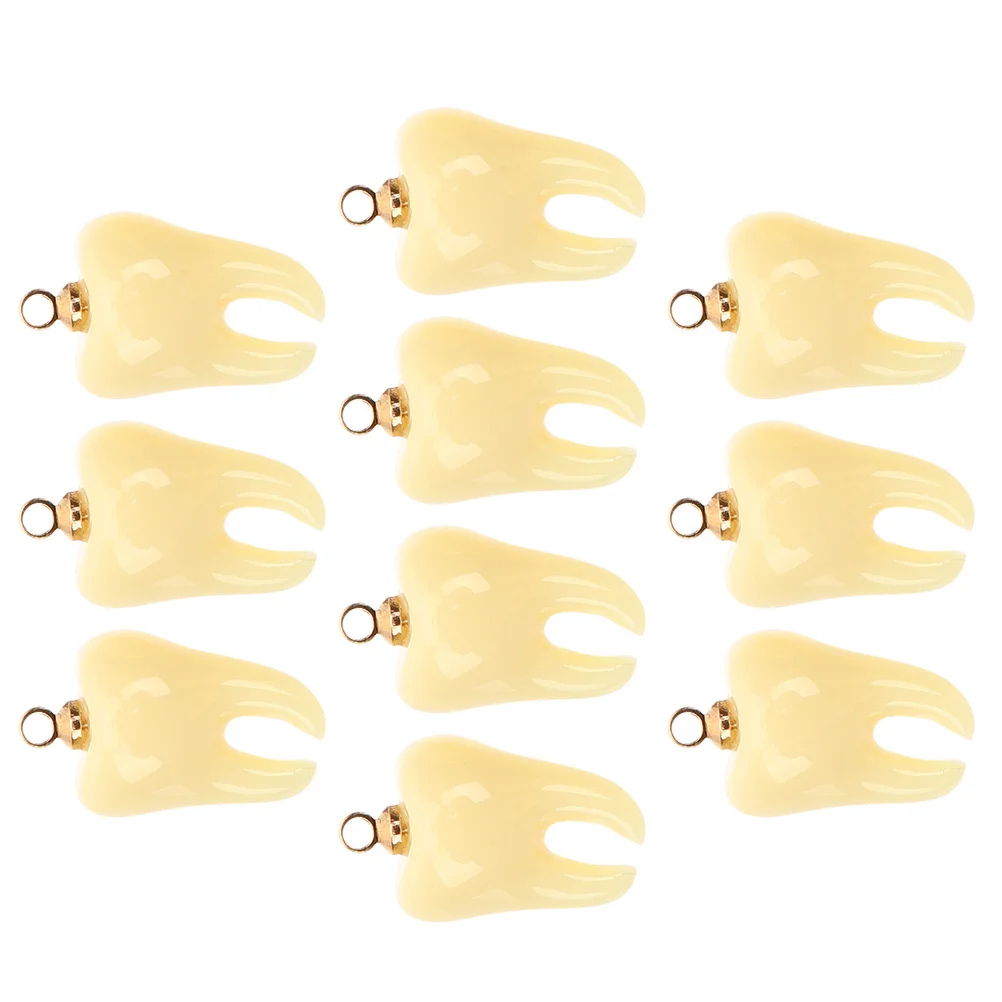 10 Pcs Personality Tooth Shape Pendant Charm Necklace Human Teeth Resin Novelty Charms