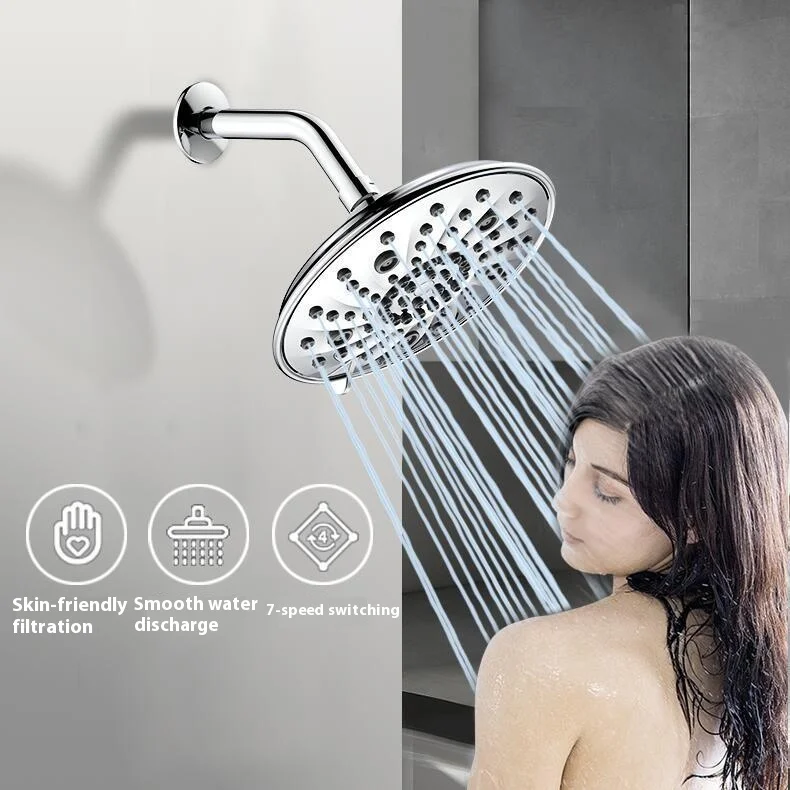 

8-inch shower ceiling head: pressurized, large holes, large output, spray, high flow