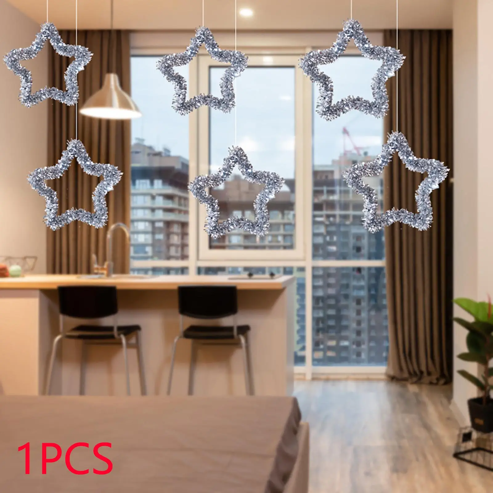 Stars Wire Garland Wall Background Hanging Pendant Table Centerpiece Holiday Party Home Decoration