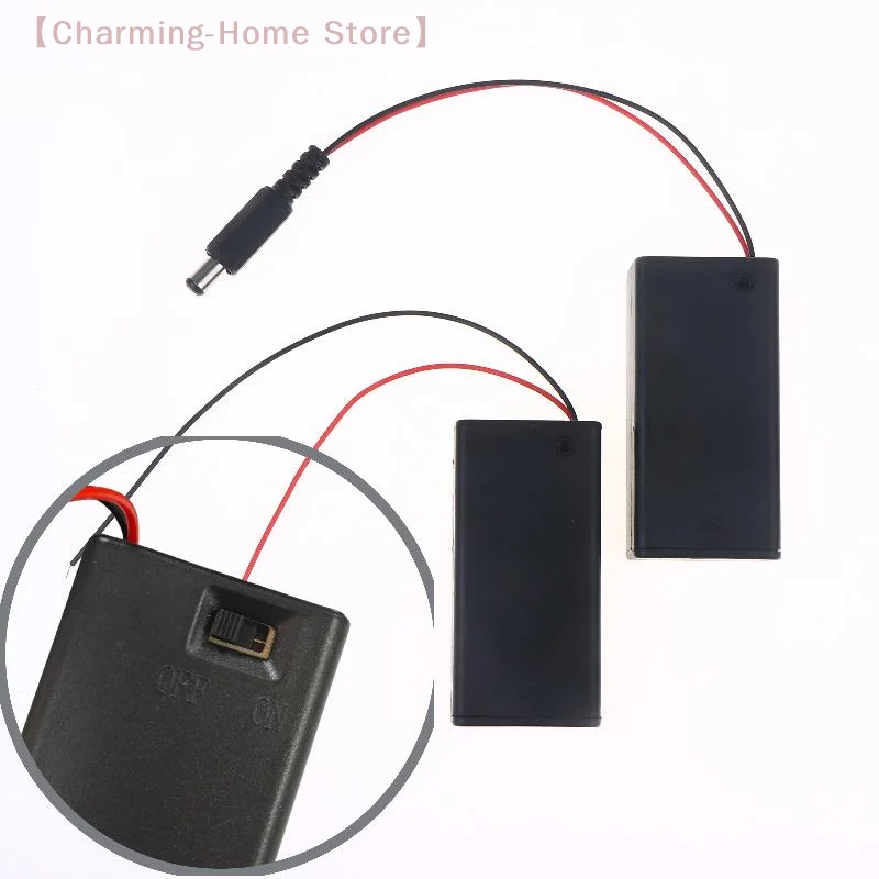 

【M】1/3/5 шт. Корпус для батареи 9В, аксессуары для DIY, бокс для батареи 9В с крышкой и выключателем, с кабелем и разъемом DC