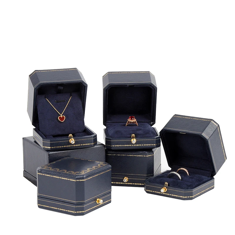 Luxury Octagonal Ring Box Classic Jewelry Cases Packaging For Necklace Pendant Display Case Ring Box