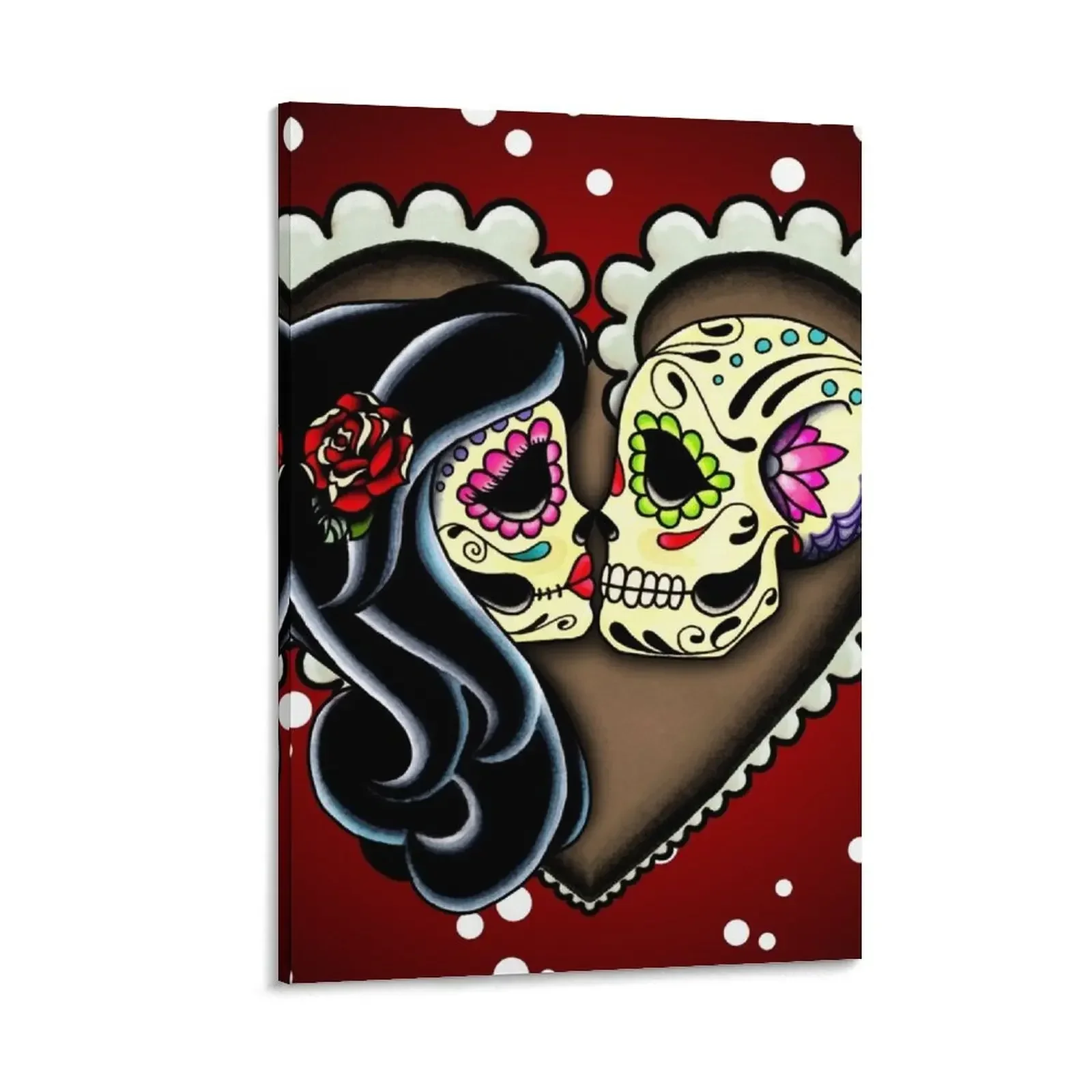 

Ashes - Day of the Dead Couple - Sugar Skull Lovers Canvas Painting japanese room decor aesthetic room Wall decoration poster