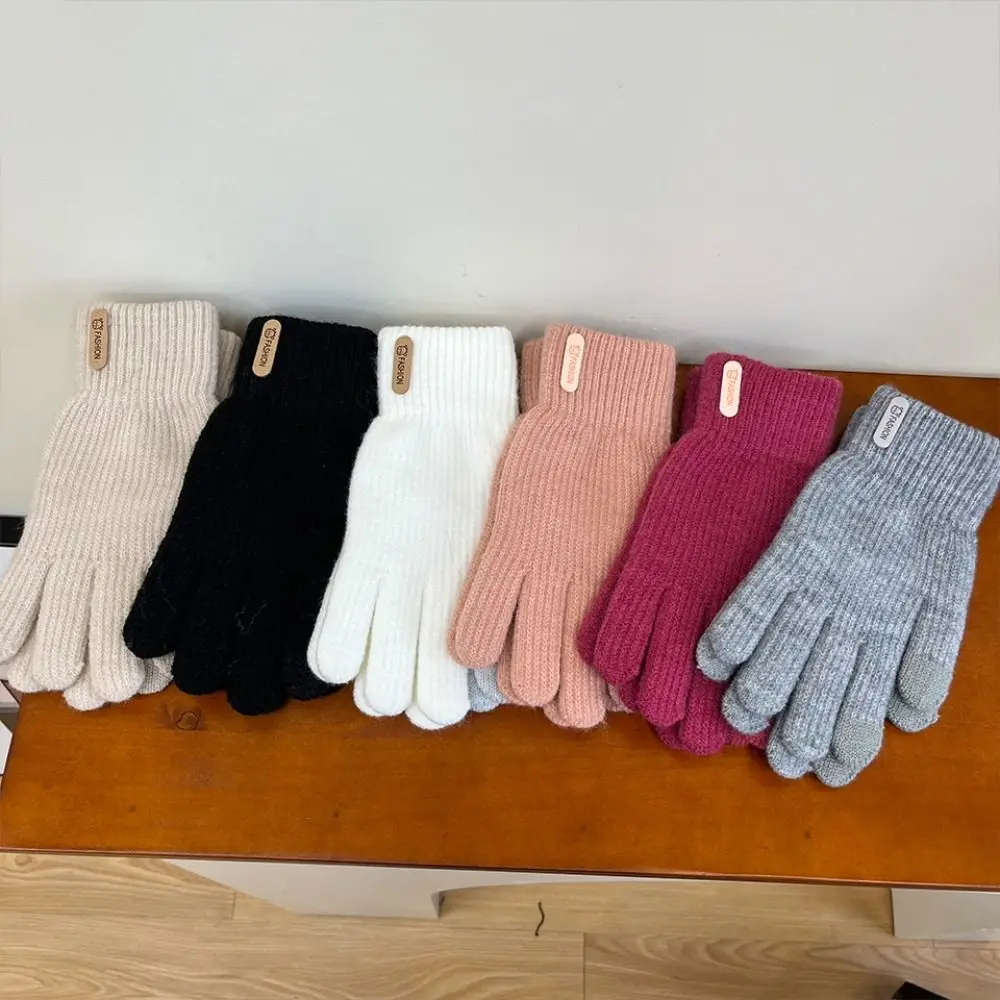 Touch Screen Knitting Gloves Five Finger Korean Style Full Finger Mittens Cycling Gloves Full Finger Mittens