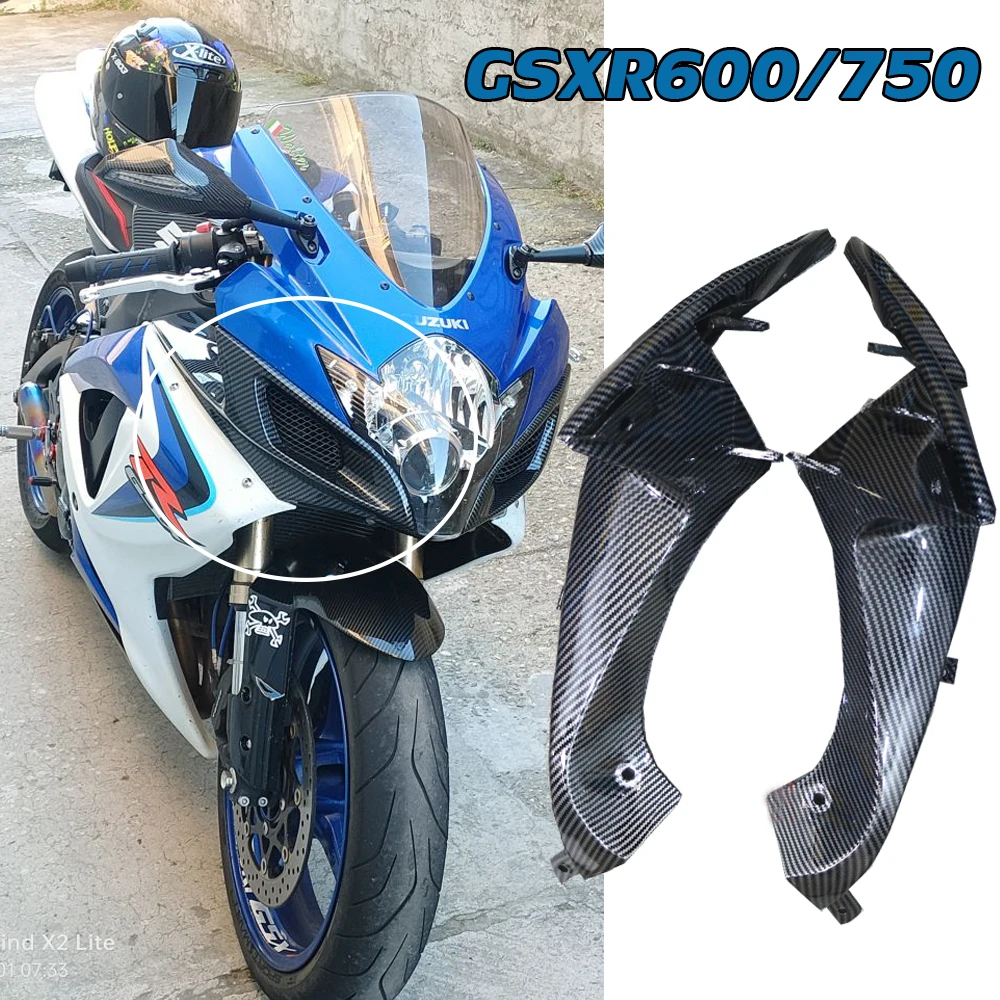 

Motorcycle Headlamp Side Cover Plate Panel Inlet Duct Shell Fairing for SUZUKI GSXR 600 GSX-R 750 K6 K7 2006 2007 GSXR600 Carbon