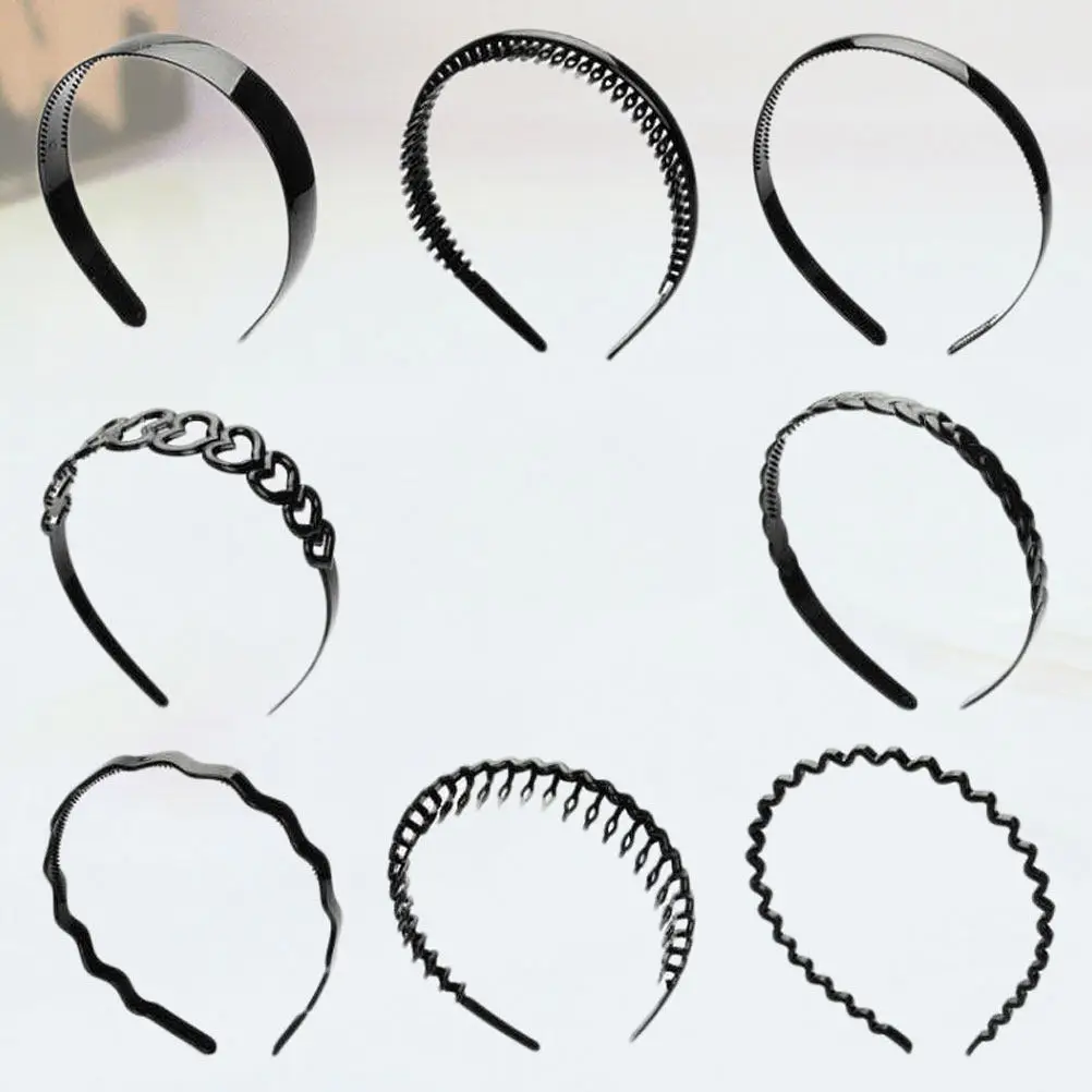 8Pcs Non-Slip Headband Acrylic Hair Hoop with Skinny Inner Teeth for Daily Wear Makeup Sport Hair Styling Girl Lady Gift