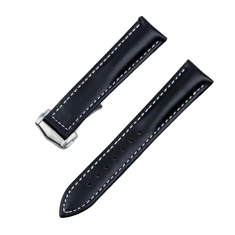 

SCHIK 20mm Genuine Cow Leather Watch Band For Omega Strap Seamaster 300 DE VILLE AT150 AQUA TERRA 150 Watchband Deployment