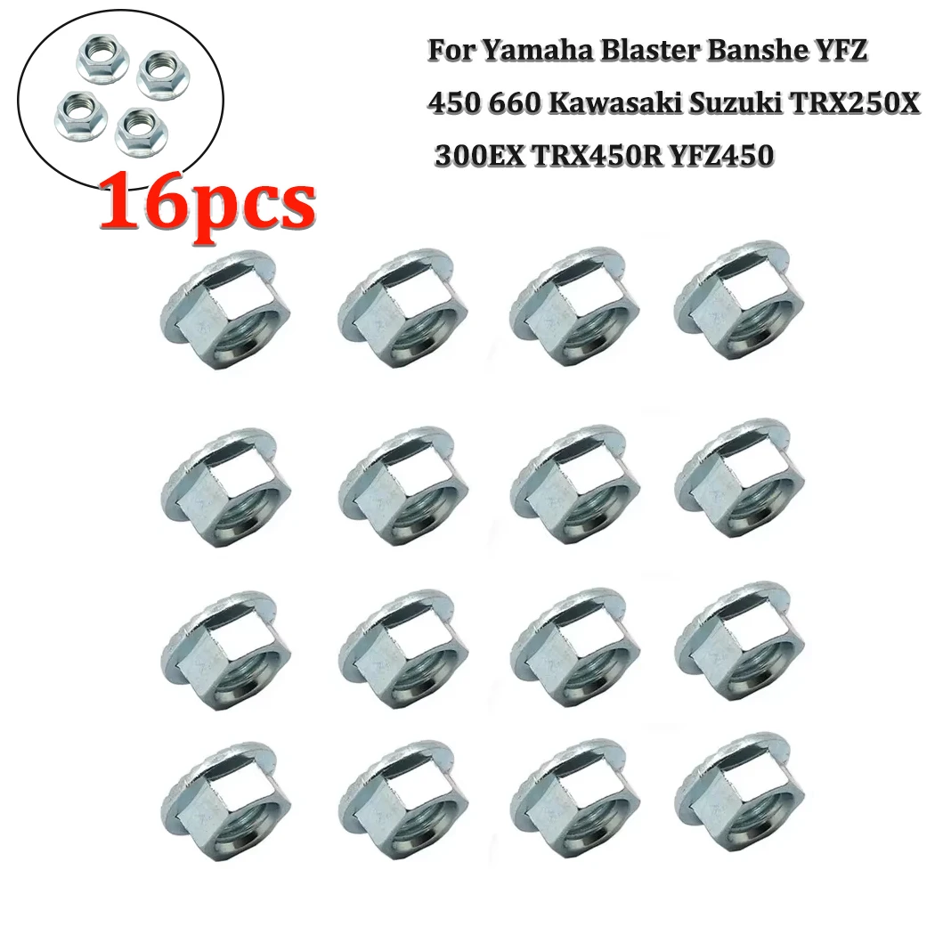 Für Yamaha Blaster Banshe YFZ 450 660 Kawasaki Suzuki TRX250X 300EX TRX450R YFZ450 16 Stück Radmuttern Neue Sicherungsradmuttern
