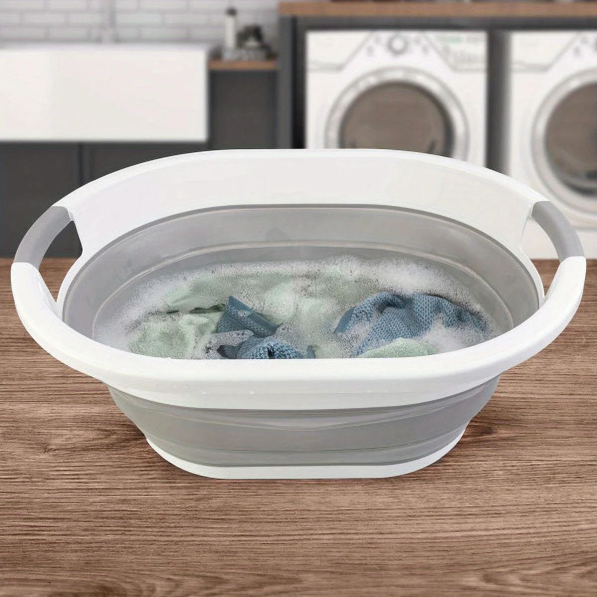 10.3 gal Portable Laundry Basket, Gray, Storage basket, storage container